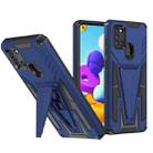 For Samsung Galaxy A21 US Version Super V Armor PC + TPU Shockproof Case with Invisible Holder(Blue) - 1