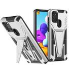 For Samsung Galaxy A21 US Version Super V Armor PC + TPU Shockproof Case with Invisible Holder(Silver) - 1