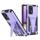 For Samsung Galaxy A52 4G/A52 5G/A52S 5G Super V Armor PC + TPU Shockproof Case with Invisible Holder(Purple) - 1