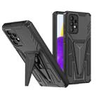 For Samsung Galaxy A72 4G / 5G Super V Armor PC + TPU Shockproof Case with Invisible Holder(Black) - 1