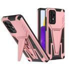 For Samsung Galaxy A72 4G / 5G Super V Armor PC + TPU Shockproof Case with Invisible Holder(Rose Gold) - 1