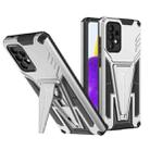 For Samsung Galaxy A72 4G / 5G Super V Armor PC + TPU Shockproof Case with Invisible Holder(Silver) - 1