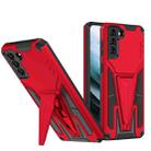 For Samsung Galaxy S21 5G Super V Armor PC + TPU Shockproof Case with Invisible Holder(Red) - 1