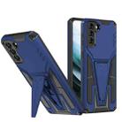 For Samsung Galaxy S21 5G Super V Armor PC + TPU Shockproof Case with Invisible Holder(Blue) - 1