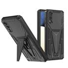 For Samsung Galaxy A02s / A03s 166mm Super V Armor PC + TPU Shockproof Case with Invisible Holder(Black) - 1
