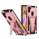 For Samsung Galaxy A11 EU Version Super V Armor PC + TPU Shockproof Case with Invisible Holder(Rose Gold) - 1