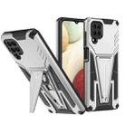 For Samsung Galaxy A12 EU Version Super V Armor PC + TPU Shockproof Case with Invisible Holder(Silver) - 1
