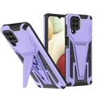 For Samsung Galaxy A12 EU Version Super V Armor PC + TPU Shockproof Case with Invisible Holder(Purple) - 1