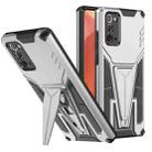 For Samsung Galaxy Note20 Super V Armor PC + TPU Shockproof Case with Invisible Holder(Silver) - 1