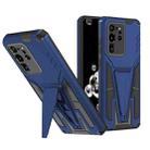 For Samsung Galaxy S20 Ultra Super V Armor PC + TPU Shockproof Case with Invisible Holder(Blue) - 1