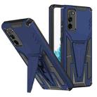 For Samsung Galaxy S20 FE Super V Armor PC + TPU Shockproof Case with Invisible Holder(Blue) - 1