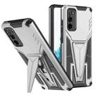 For Samsung Galaxy S20 FE Super V Armor PC + TPU Shockproof Case with Invisible Holder(Silver) - 1