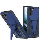 For Samsung Galaxy S21+ 5G Super V Armor PC + TPU Shockproof Case with Invisible Holder(Blue) - 1