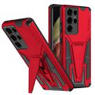 For Samsung Galaxy S21 Ultra 5G Super V Armor PC + TPU Shockproof Case with Invisible Holder(Red) - 1