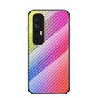 For Xiaomi Mi 10S Gradient Carbon Fiber Texture TPU Border Tempered Glass Case(Colorful Fiber) - 1