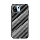 For Xiaomi Mi 11 Gradient Carbon Fiber Texture TPU Border Tempered Glass Case(Black Fiber) - 1