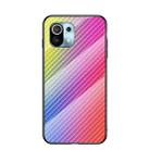 For Xiaomi Mi 11 Gradient Carbon Fiber Texture TPU Border Tempered Glass Case(Colorful Fiber) - 1