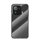 For Xiaomi Mi 11 Pro Gradient Carbon Fiber Texture TPU Border Tempered Glass Case(Black Fiber) - 1