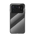 For Xiaomi Mi 11 Ultra Gradient Carbon Fiber Texture TPU Border Tempered Glass Case(Black Fiber) - 1