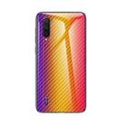 For Xiaomi Mi CC9 / Mi 9 Lite Gradient Carbon Fiber Texture TPU Border Tempered Glass Case(Gold Fiber) - 1