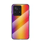 For Xiaomi Mi Mix 4 Gradient Carbon Fiber Texture TPU Border Tempered Glass Case(Gold Fiber) - 1