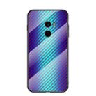 For Xiaomi Mi Mix Gradient Carbon Fiber Texture TPU Border Tempered Glass Case(Blue Fiber) - 1