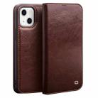 For iPhone 13 QIALINO Horizontal Flip Leather Case with Holder & Card Slots & Wallet(Brown) - 1