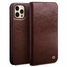 For iPhone 13 QIALINO Horizontal Flip Leather Case with Holder & Card Slots & Wallet Pro(Brown) - 1