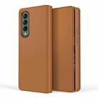 For Samsung Galaxy Z Fold3 5G Split Type Horizontal Flip Foldable Leather Case with Holder & Card Slots & Wallet(Fiber Brown) - 1