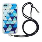 Hollow Diamond-shaped Squares Pattern TPU Precise Hole Phone Protective Case with Lanyard For iPhone 8 Plus / 7 Plus(Blue) - 1