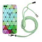 Hollow Diamond-shaped Squares Pattern TPU Precise Hole Phone Protective Case with Lanyard For iPhone 8 Plus / 7 Plus(Green) - 1