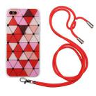 Hollow Diamond-shaped Squares Pattern TPU Precise Hole Phone Protective Case with Lanyard For iPhone 8 Plus / 7 Plus(Red) - 1