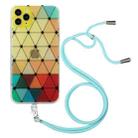 For iPhone 11 Pro Hollow Diamond-shaped Squares Pattern TPU Precise Hole Phone Protective Case with Lanyard (Yellow) - 1