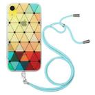 For iPhone XR Hollow Diamond-shaped Squares Pattern TPU Precise Hole Phone Protective Case with Lanyard(Yellow) - 1
