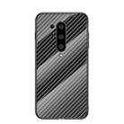 For OnePlus 8 Pro Gradient Carbon Fiber Texture TPU Border Tempered Glass Case(Black Fiber) - 1