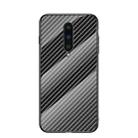 For OnePlus 8 Gradient Carbon Fiber Texture TPU Border Tempered Glass Case(Black Fiber) - 1