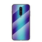 For OnePlus 8 Gradient Carbon Fiber Texture TPU Border Tempered Glass Case(Blue Fiber) - 1