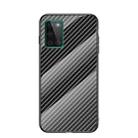For OnePlus 8T Gradient Carbon Fiber Texture TPU Border Tempered Glass Case(Black Fiber) - 1