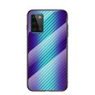 For OnePlus 8T Gradient Carbon Fiber Texture TPU Border Tempered Glass Case(Blue Fiber) - 1