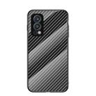 For OnePlus Nord 2 5G Gradient Carbon Fiber Texture TPU Border Tempered Glass Case(Black Fiber) - 1