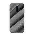 For OnePlus 7T Pro Gradient Carbon Fiber Texture TPU Border Tempered Glass Case(Black Fiber) - 1