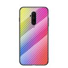 For OnePlus 7T Pro Gradient Carbon Fiber Texture TPU Border Tempered Glass Case(Colorful Fiber) - 1