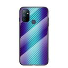 For OnePlus N100 5G Gradient Carbon Fiber Texture TPU Border Tempered Glass Case(Blue Fiber) - 1