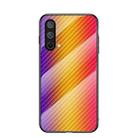 For OnePlus Nord CE 5G Gradient Carbon Fiber Texture TPU Border Tempered Glass Case(Gold Fiber) - 1