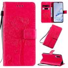 For Xiaomi Mi 9 Pro Tree & Cat Pattern Pressed Printing Horizontal Flip PU Leather Case with Holder & Card Slots & Wallet & Lanyard(Rose) - 1