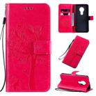 For Nokia 7.2 Tree & Cat Pattern Pressed Printing Horizontal Flip PU Leather Case with Holder & Card Slots & Wallet & Lanyard(Rose) - 1