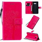 For LG G8X Tree & Cat Pattern Pressed Printing Horizontal Flip PU Leather Case with Holder & Card Slots & Wallet & Lanyard(Rose) - 1