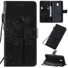 For Xiaomi Redmi 8A Tree & Cat Pattern Pressed Printing Horizontal Flip PU Leather Case with Holder & Card Slots & Wallet & Lanyard(Black) - 1