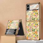 For Samsung Galaxy Z Flip3 5G GKK Floral Pattern Electroplating Painted Glass Case(Floral 02) - 1