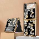 For Samsung Galaxy Z Flip3 5G GKK Floral Pattern Electroplating Painted Glass Case(Floral 07) - 1